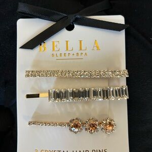Set a 3 Bella rhinestone hair pins, silver and gold tones new